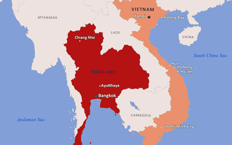Map of Thailand and Vietnam