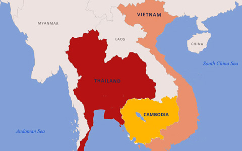 Map of Cambodia Vietnam and Thailand