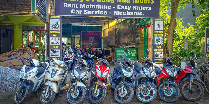 A motorbike rental shop in Vietnam