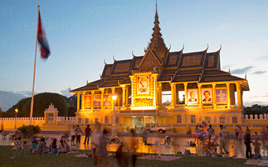 royal palace complex at twilight